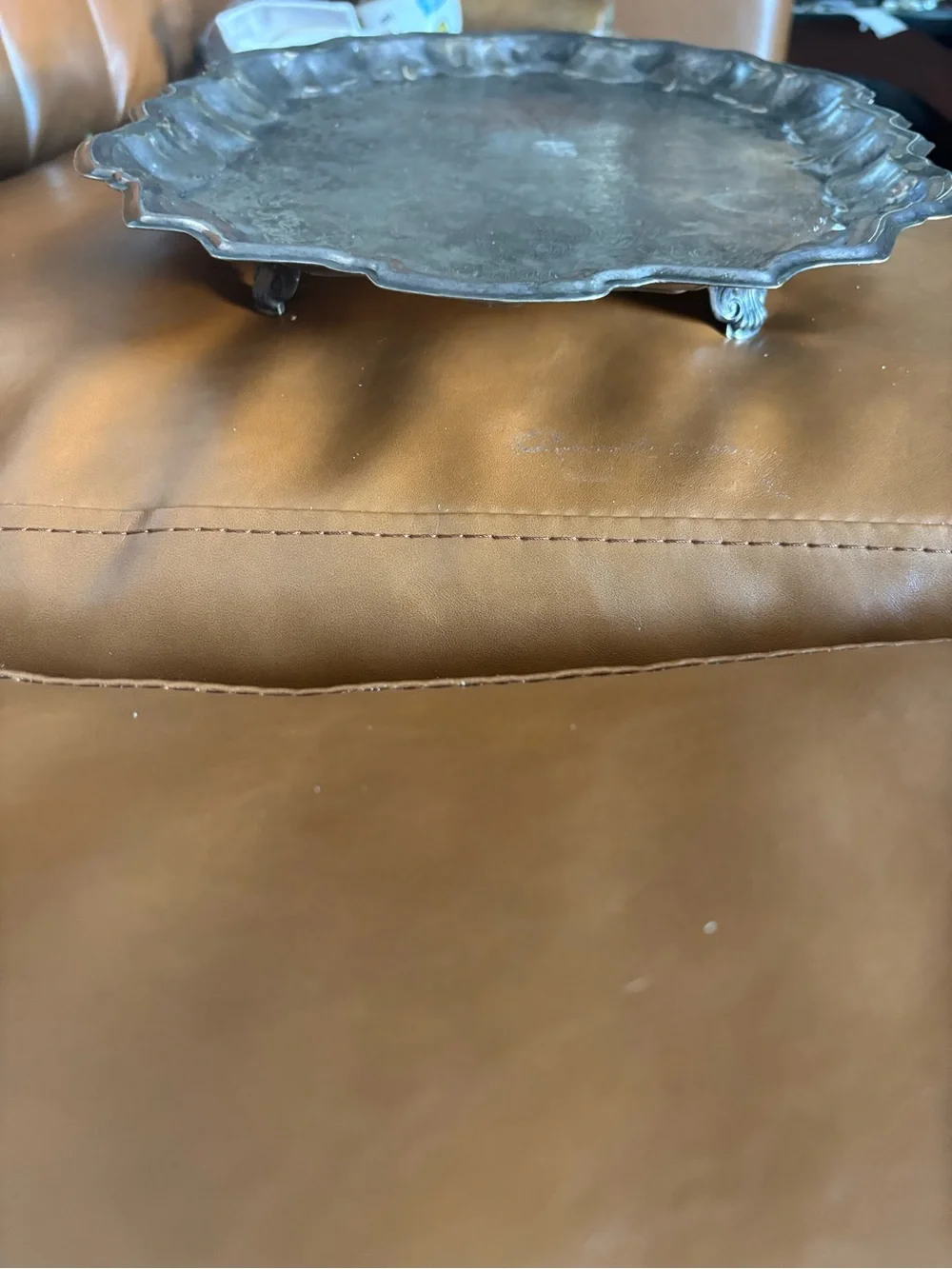 Antique-Style Silver Serving Tray - Decorative Home Kitchen Platter